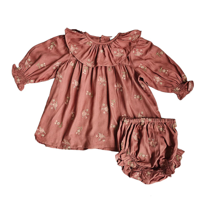 LIBBY BABY DRESS/BLOOMER SET-Pink Wood