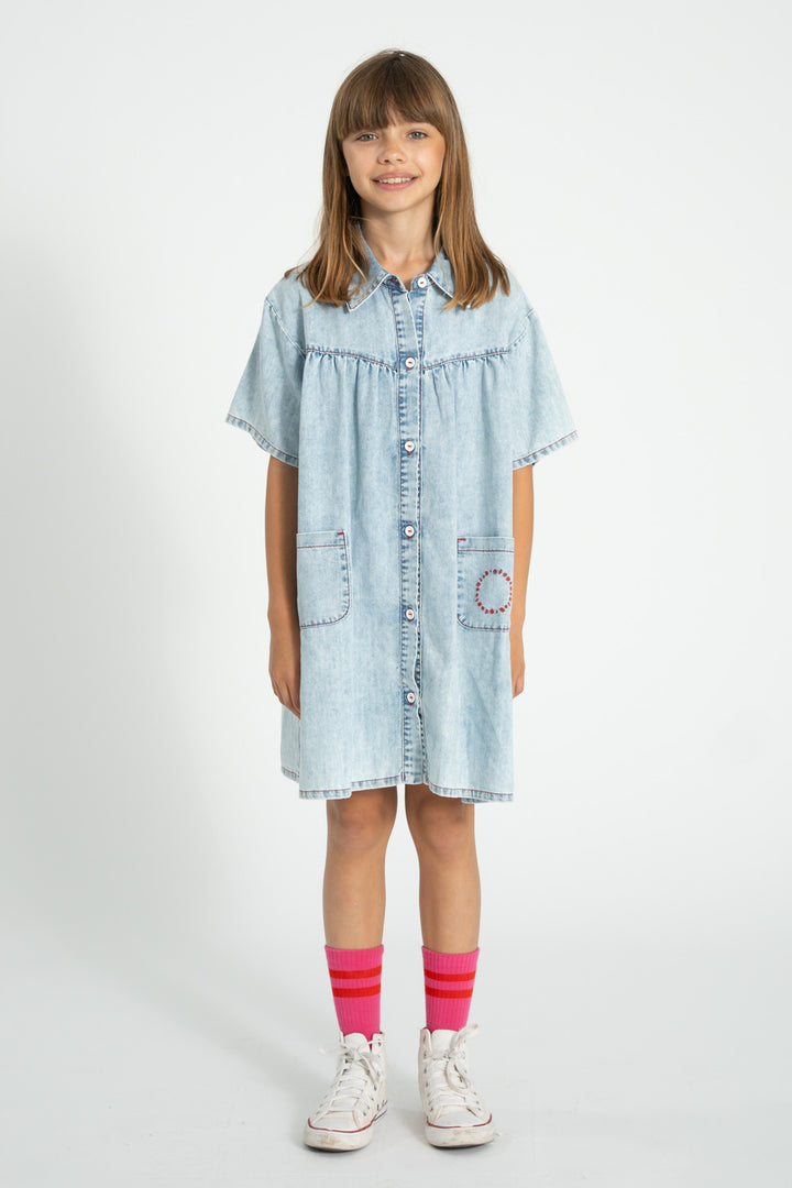 EXCLUSIVE REORDER-SS26.MN2613-DRESS - BLUE LIGHT DENIM-FINAL SALE