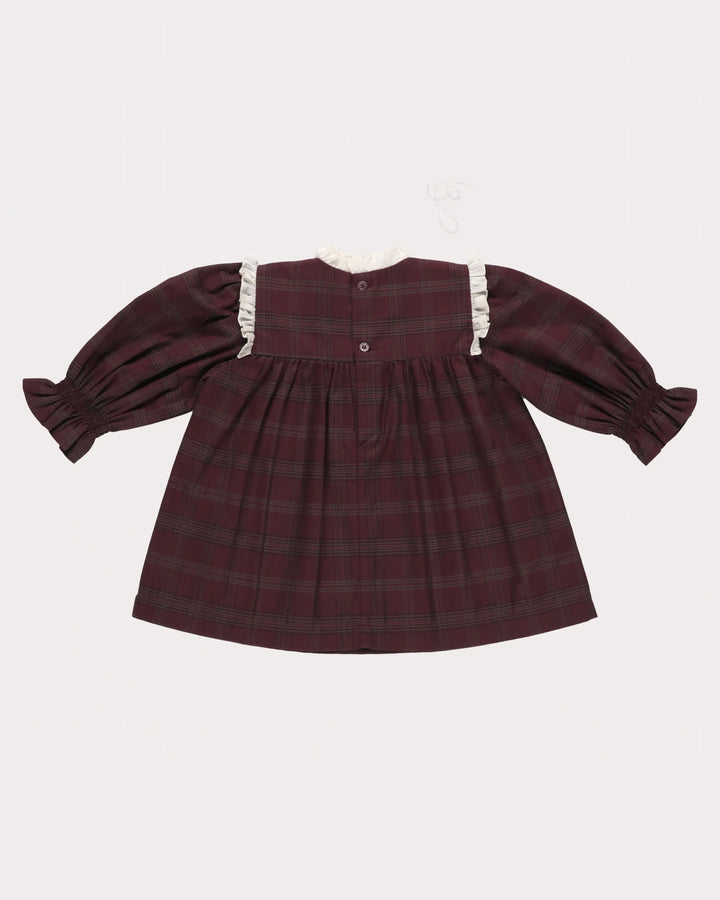 FH-FW26-00053  LOTTIE BABY DRESS WITH MATCHING BLOOMER - YARN-DYED CHECKS PLUM