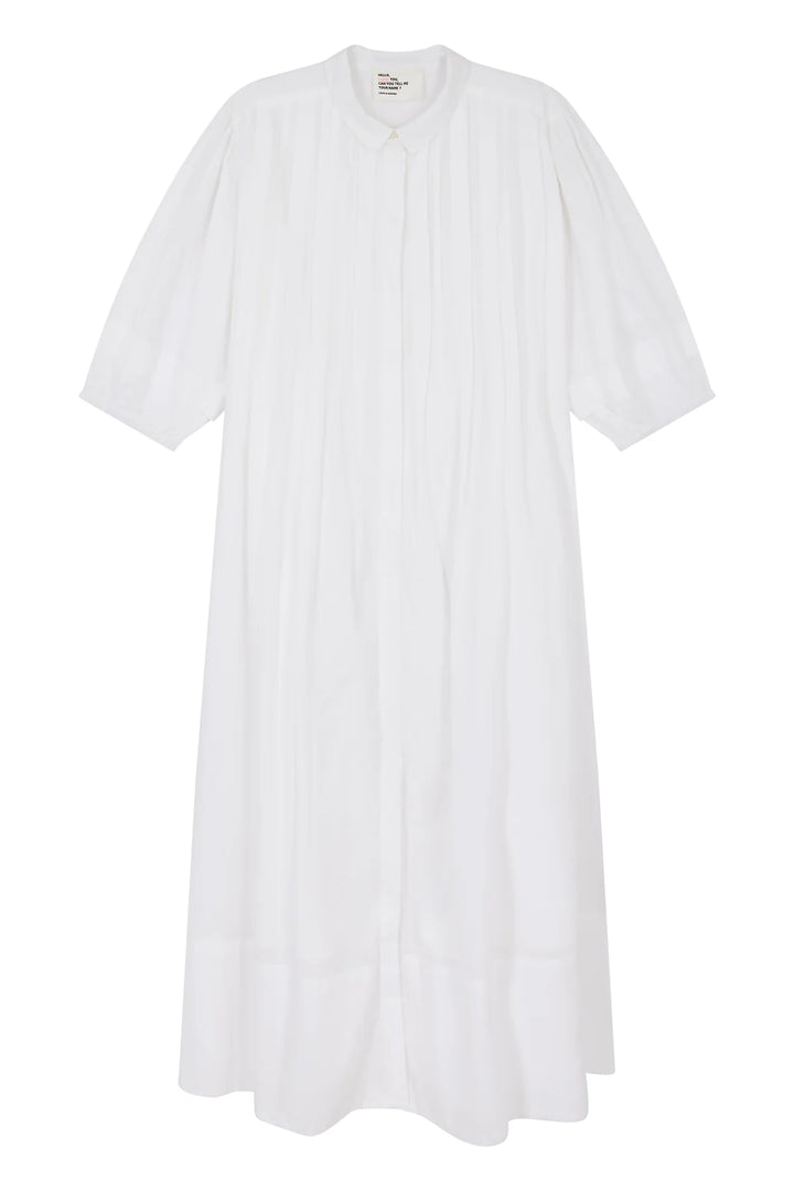 Roca TC160 Pleat-White Short sleeve long dress