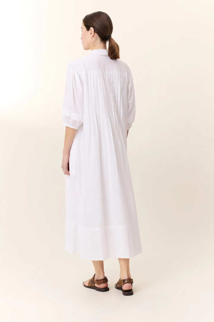 Roca TC160 Pleat-White Short sleeve long dress