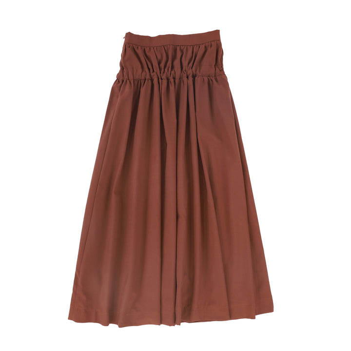 C-22077-Gathered Tie Maxi Skirt -Rust