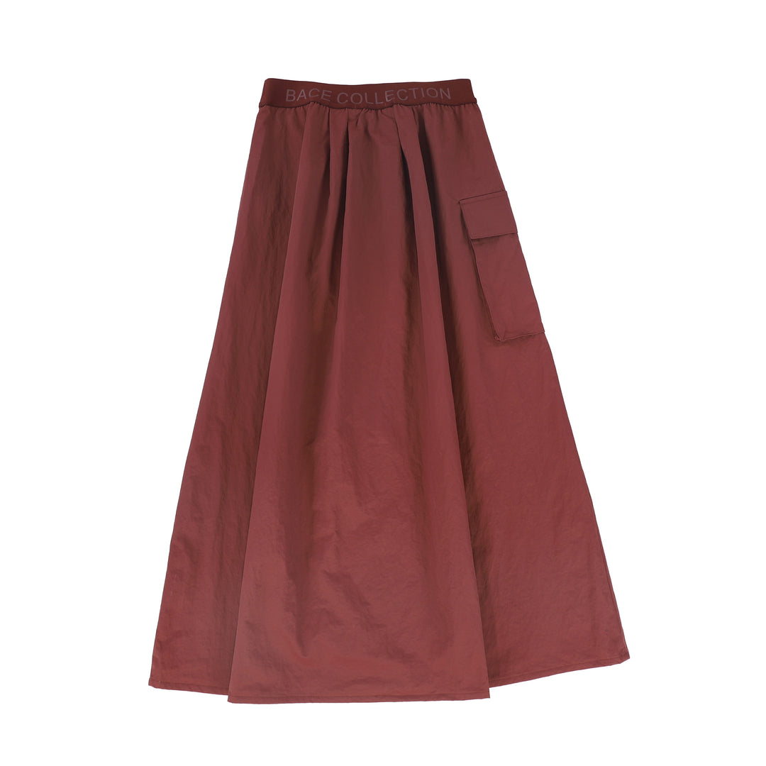 C-22685-Zipper Cargo Skirt -Rust