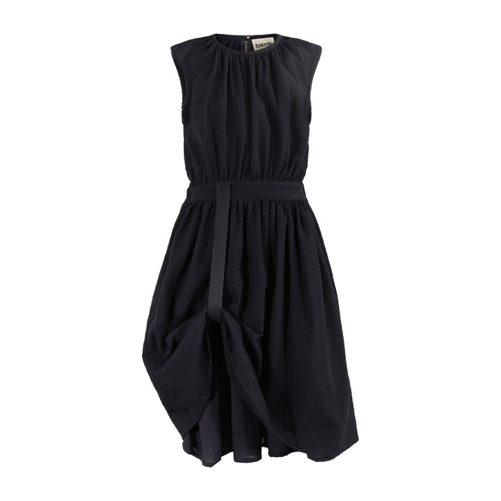 102C Cocktail Dress - Black Seersucker