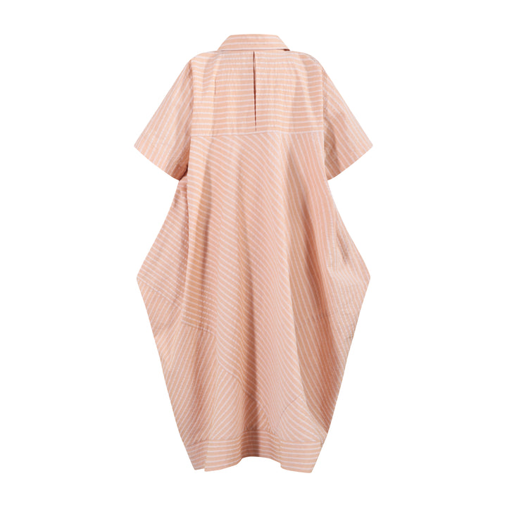 105B Geometric Shirt Dress - Orange hazelnut seersucker