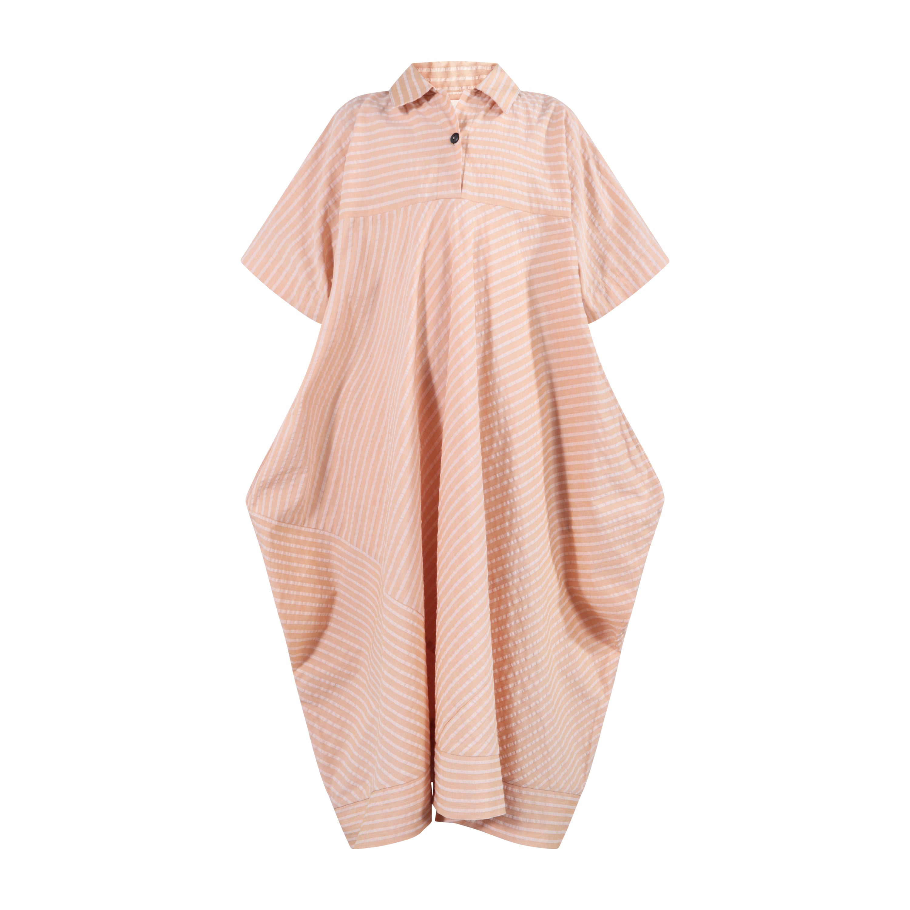 105B Geometric Shirt Dress - Orange hazelnut seersucker – whoopikids