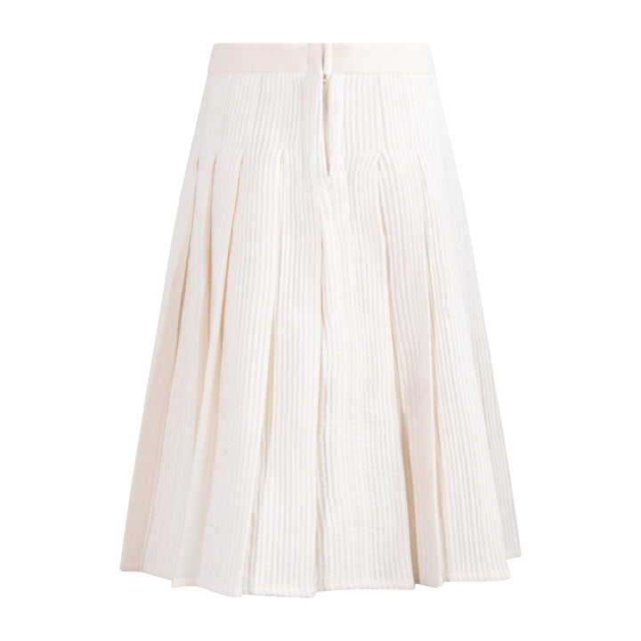 201B Pleated Skirt - White Rewoven