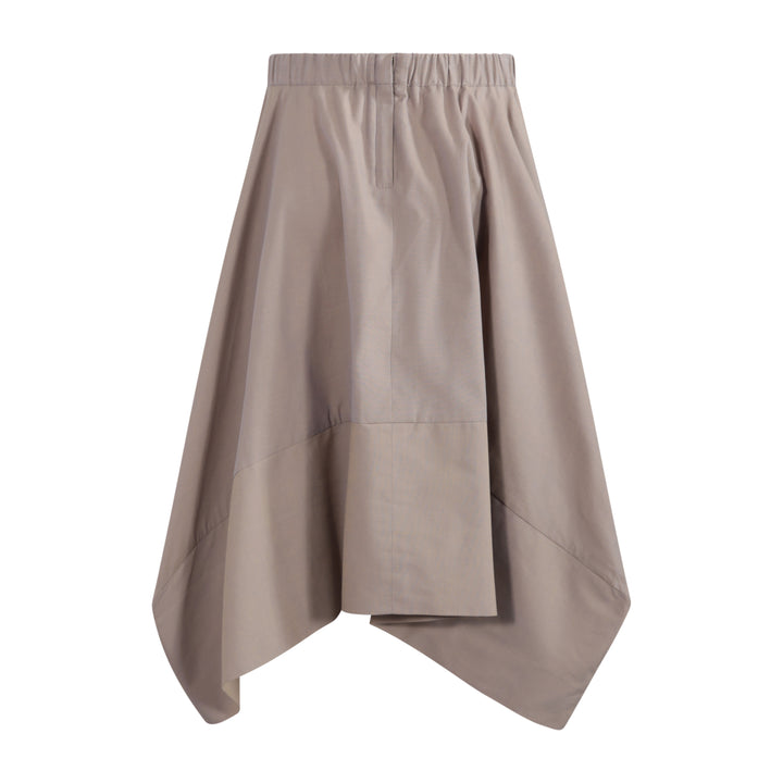 205C Geometric Skirt - Brown Chambray