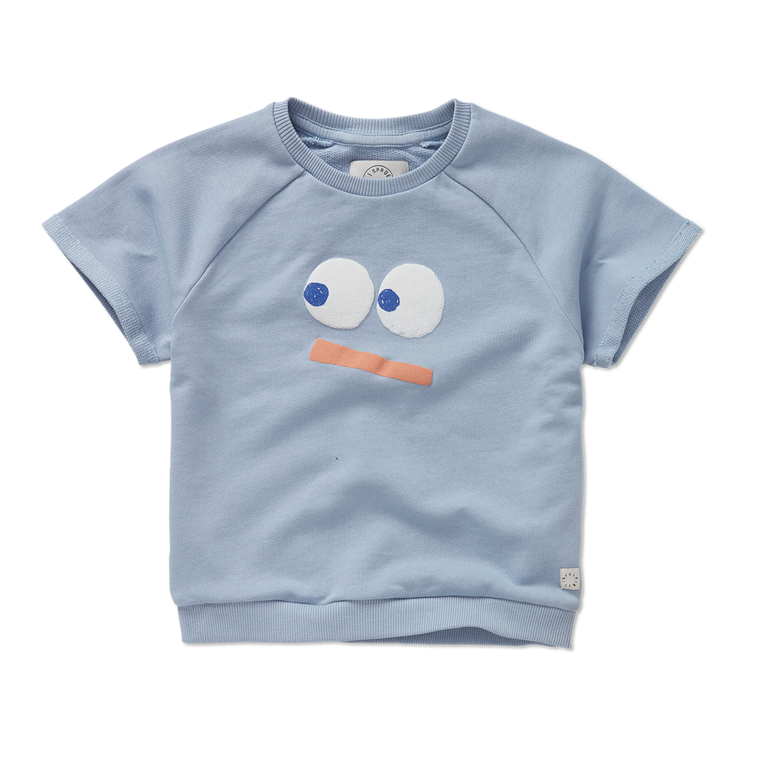 1661-RAGLAN SWEATSHIRT SMILEY -Misty blue