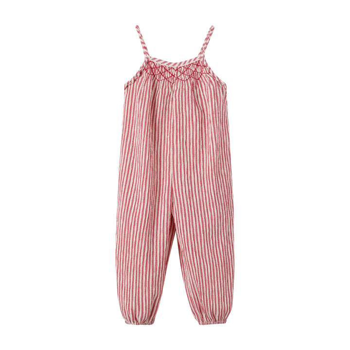 STRIPED LONG ROMPER WITH SMOCKING-STRIPED SHERBET