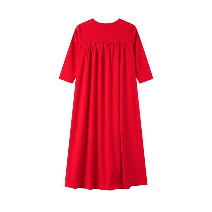 HIGH YOKE TUCKS MAXI DRESS-RED