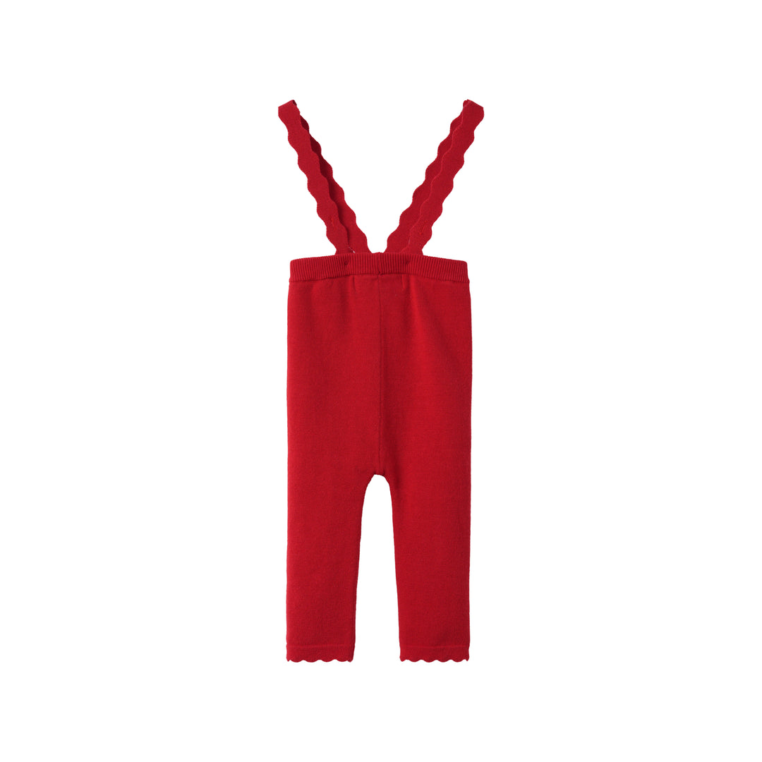 SUSPENDER LEGGING WITH SCALLOPED EDGING-RED