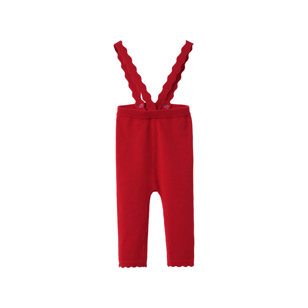 SUSPENDER LEGGING WITH SCALLOPED EDGING-RED