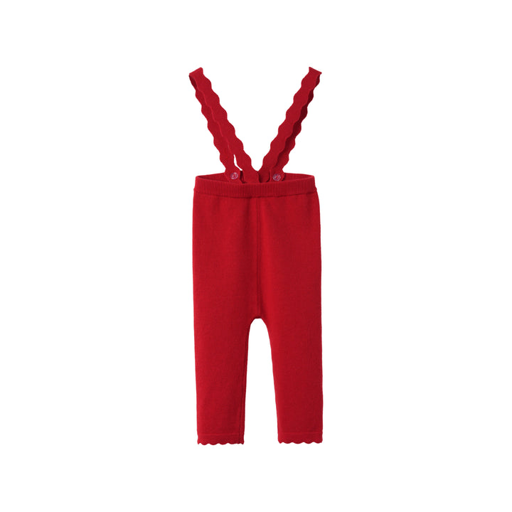 SUSPENDER LEGGING WITH SCALLOPED EDGING-RED