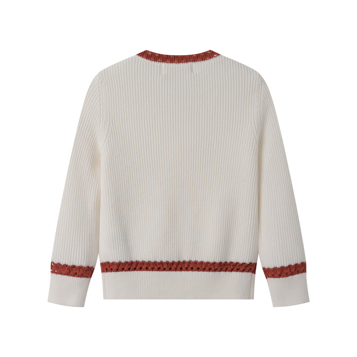 SWEATER WITH CONTRAST EDGING-WHITE COMBO