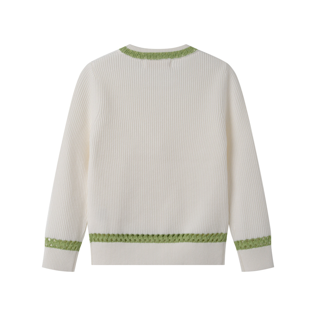 SWEATER WITH CONTRAST EDGING-WHITE