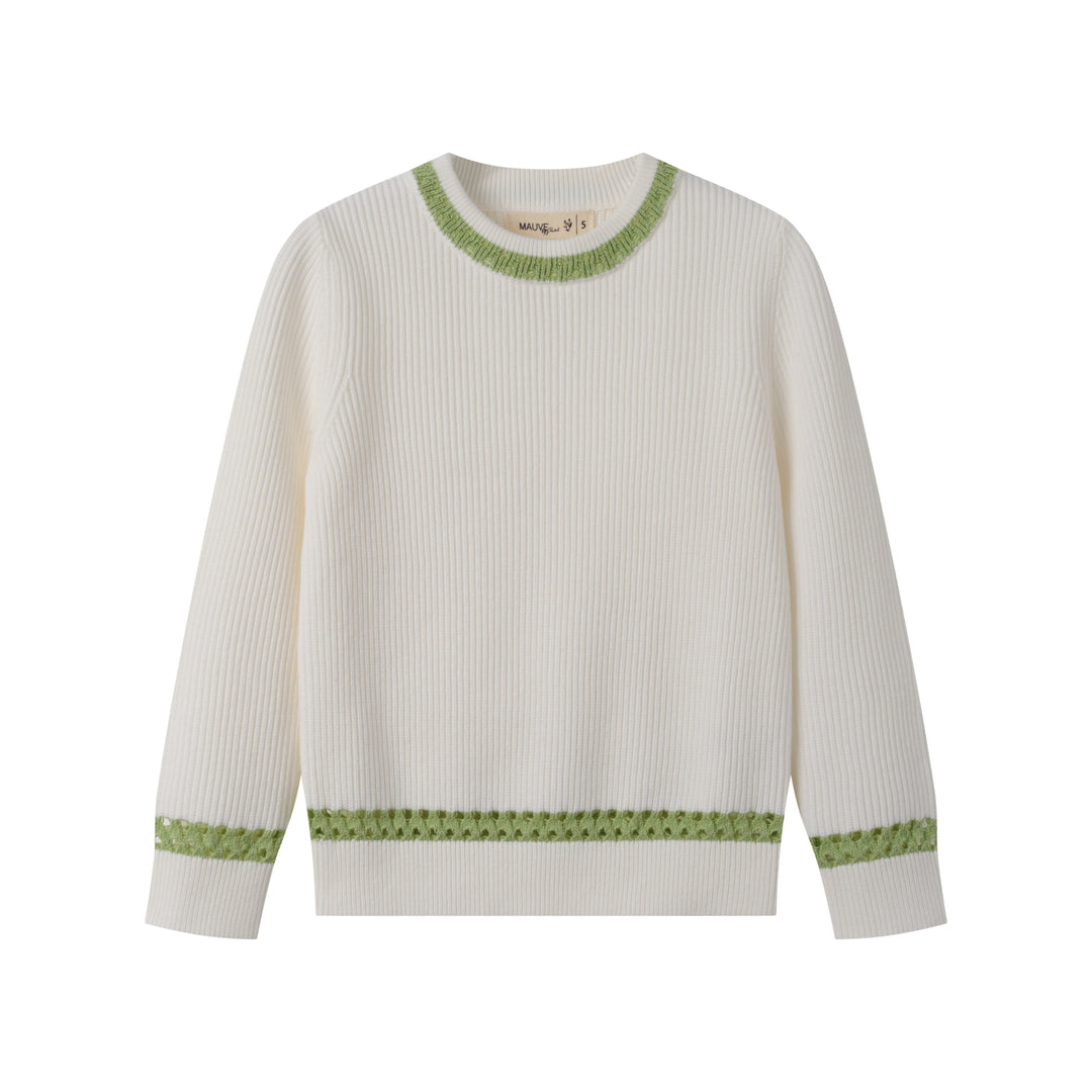 SWEATER WITH CONTRAST EDGING-WHITE