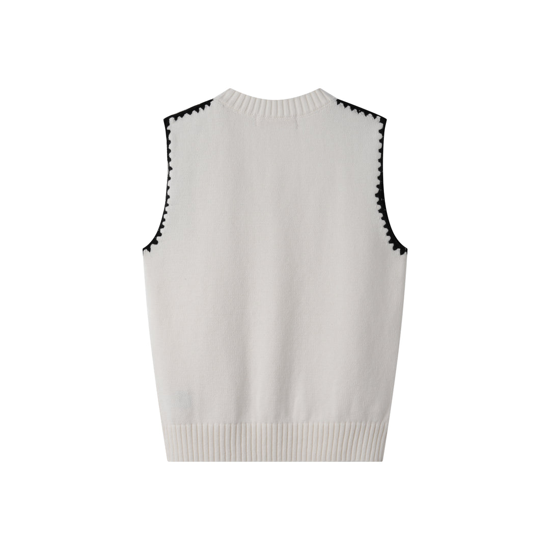 BOYS VEST WITH SIDE TRIM-WHITE