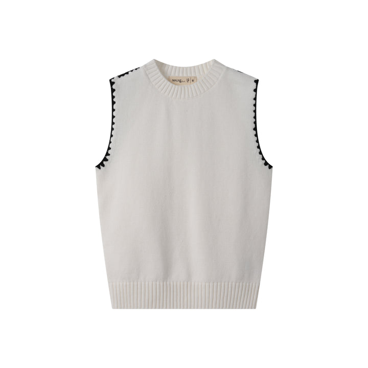 BOYS VEST WITH SIDE TRIM-WHITE