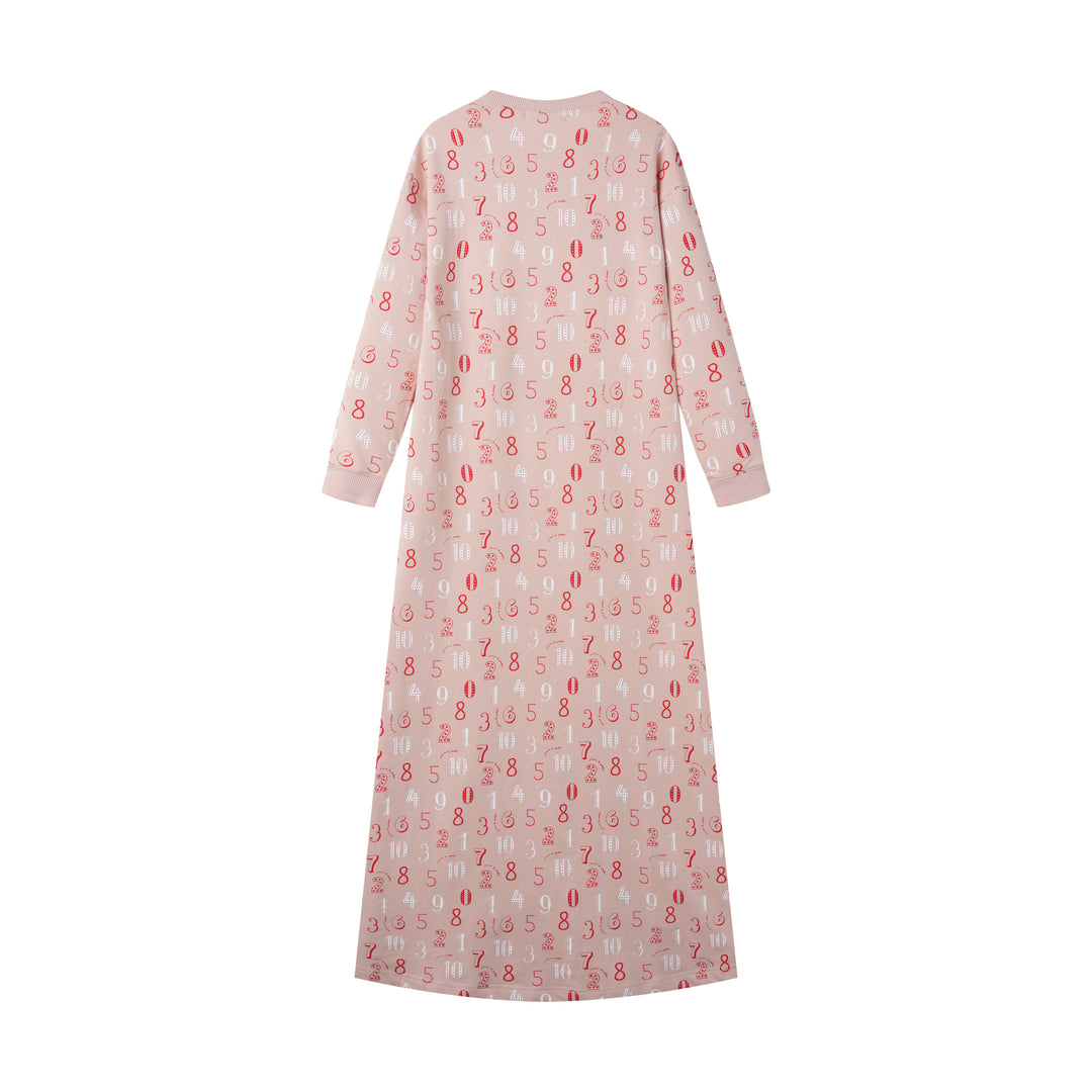 NUMERICAL PRINT NIGHTGOWN-LIGHT PINK