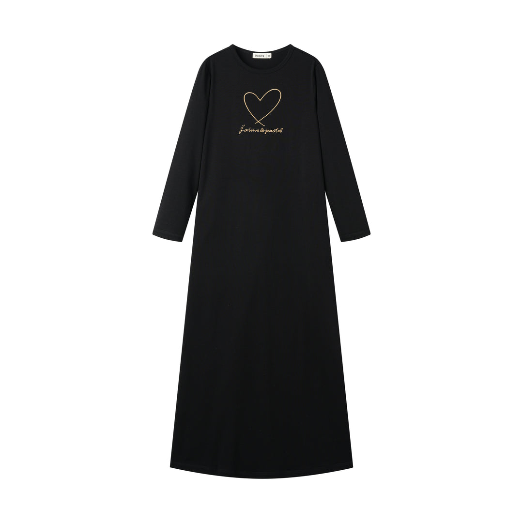 NIGHTGOWN WITH HEART-BLACK