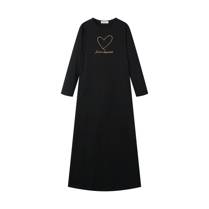 NIGHTGOWN WITH HEART-BLACK