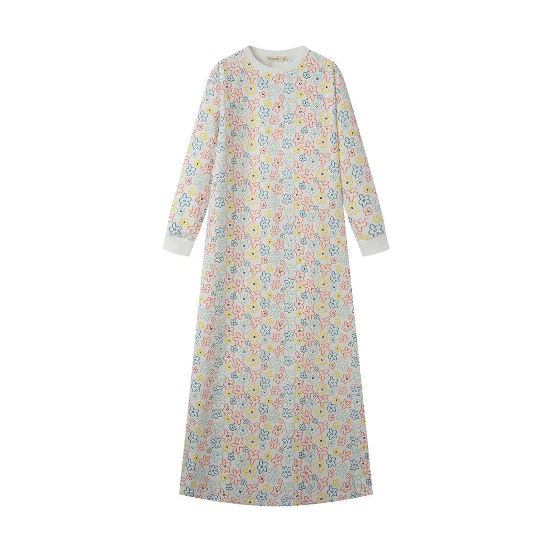 COLORFUL FLOWERS NIGHTGOWN-WHITE MULTI