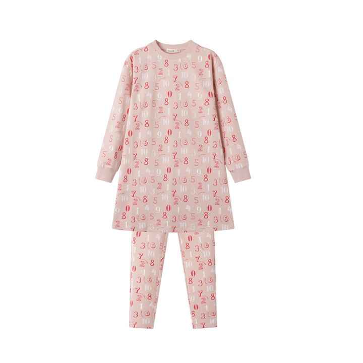 NUMERICAL PRINT TUNIC SET-LIGHT PINK