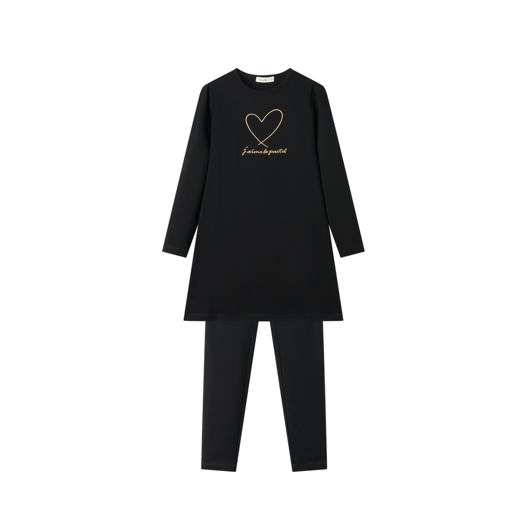 NIGHTSHIRT WITH HEART-BLACK