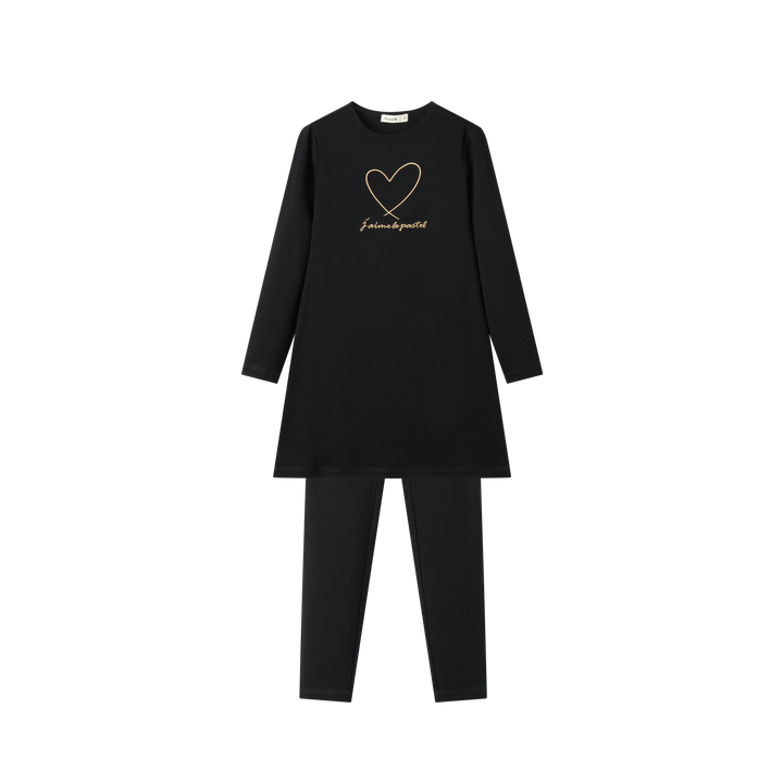 NIGHTSHIRT WITH HEART-BLACK