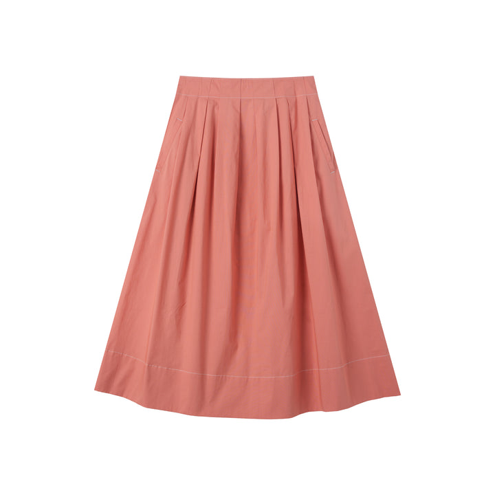 MIDI SOFT PLEATED SKIRT-SHERBET