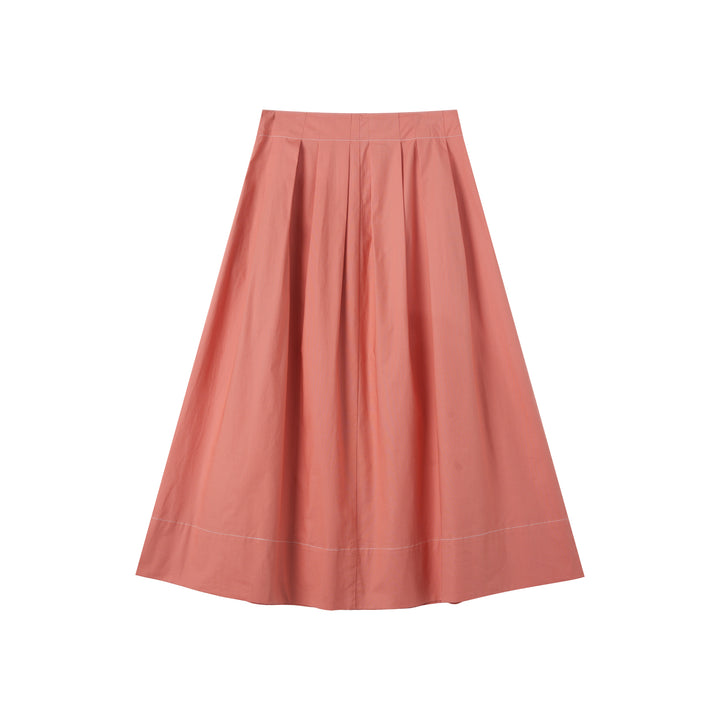 MIDI SOFT PLEATED SKIRT-SHERBET