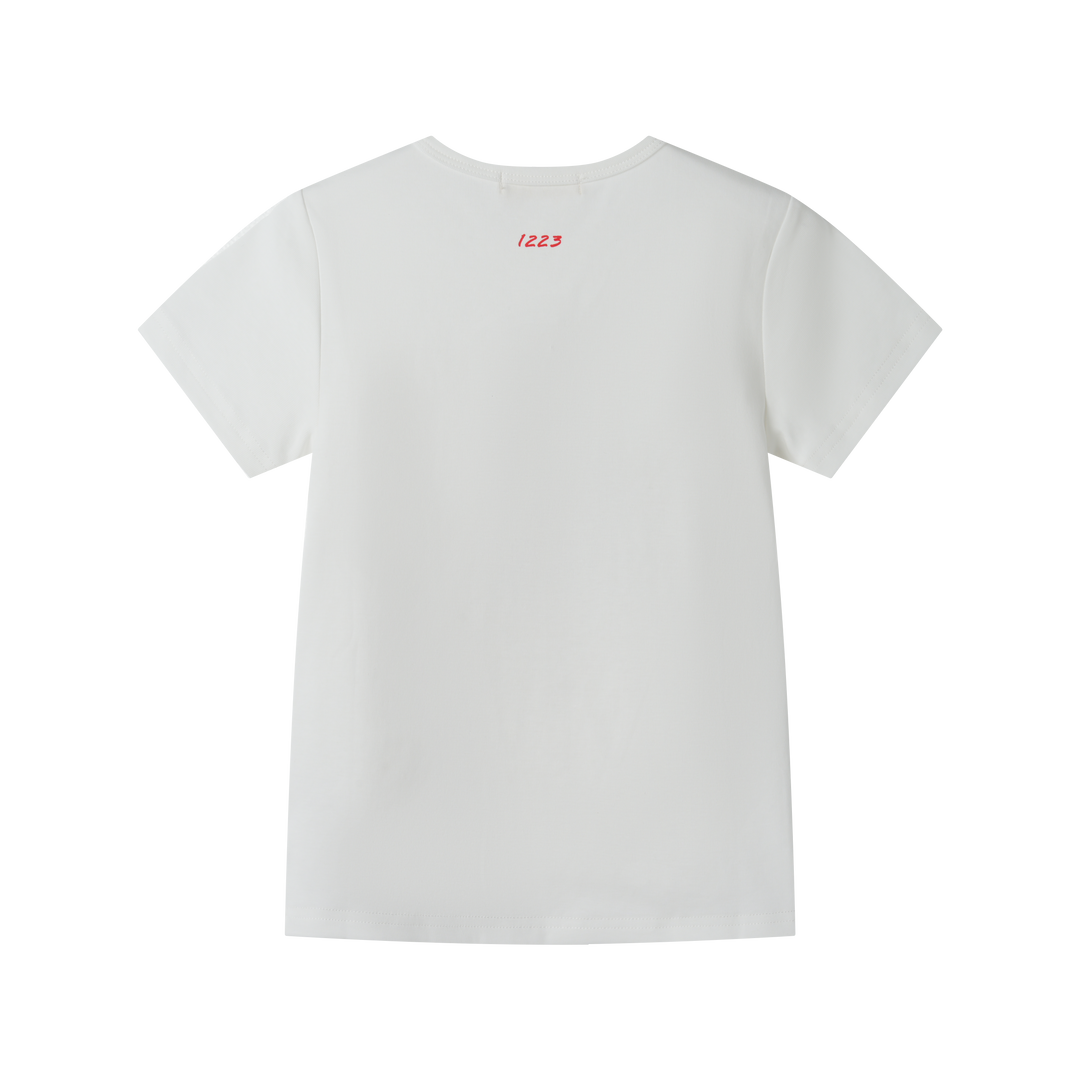 SHORT SLEEVE T-SHIRT WITH PLANTING PRINT-WHITE