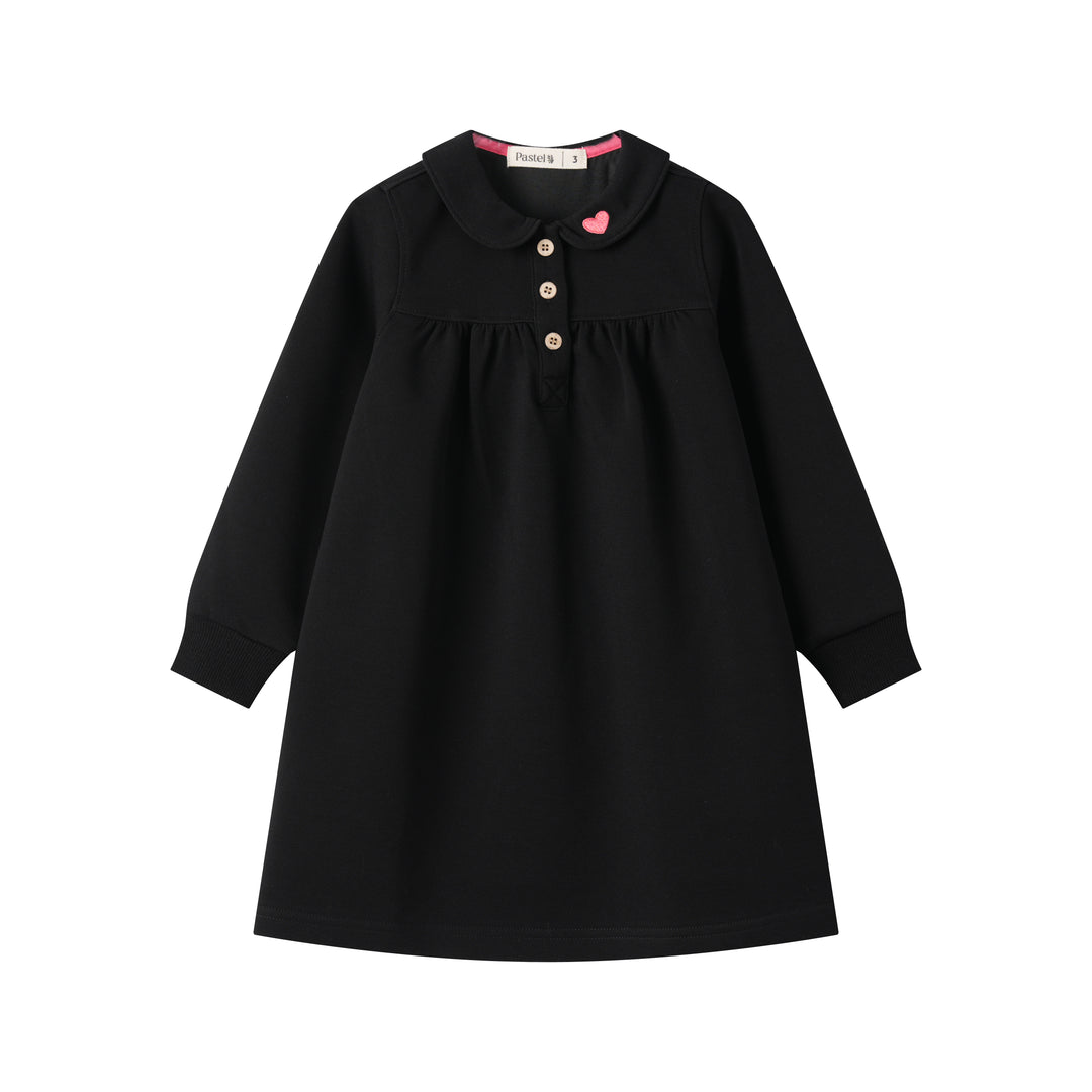 PETER PAN COLLAR SWEAT DRESS-BLACK