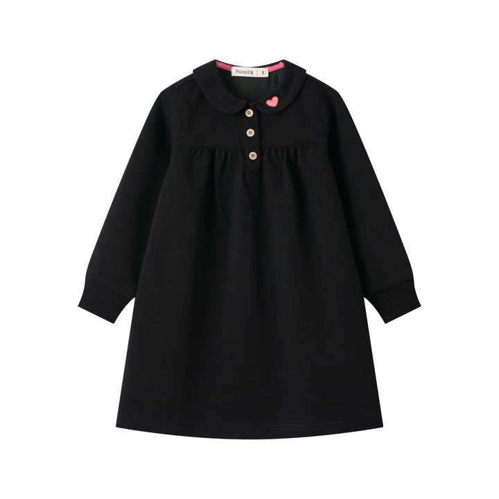 PETER PAN COLLAR SWEAT DRESS-BLACK