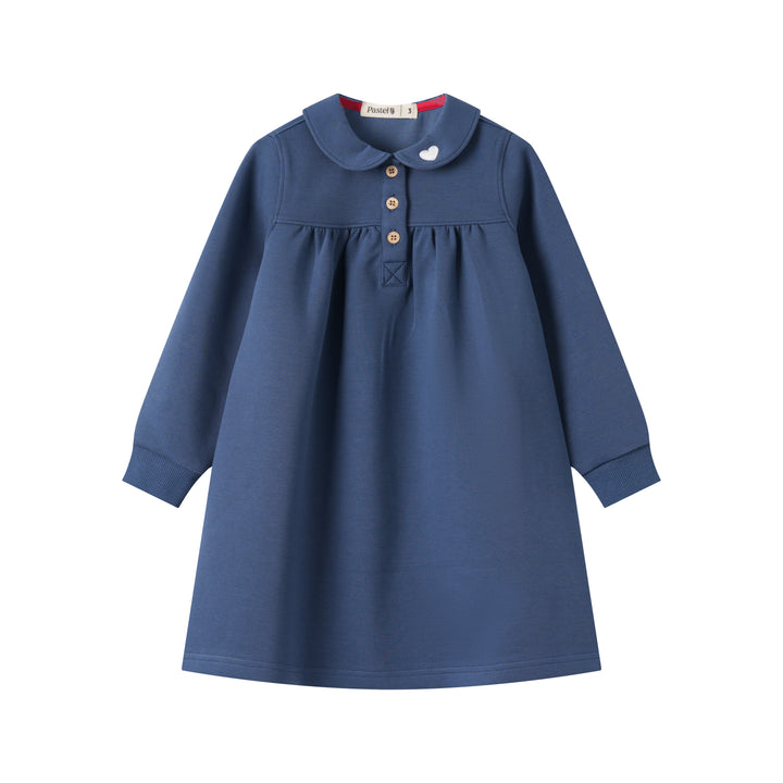 PETER PAN COLLAR SWEAT DRESS-NAVY