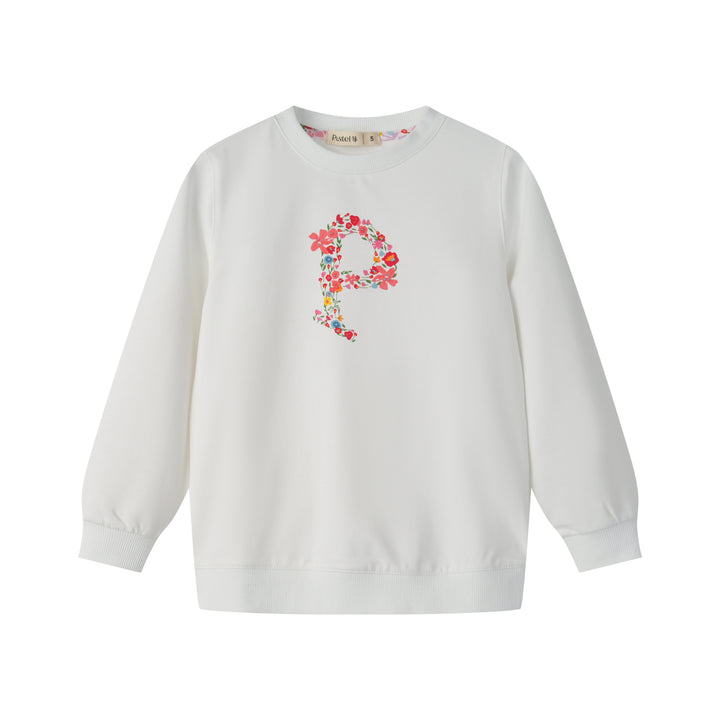 SWEATSHIRT WITH "P" EMBLEM-WHITE