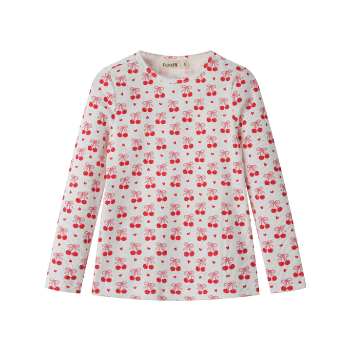 CHERRY PRINT T-SHIRT-RED