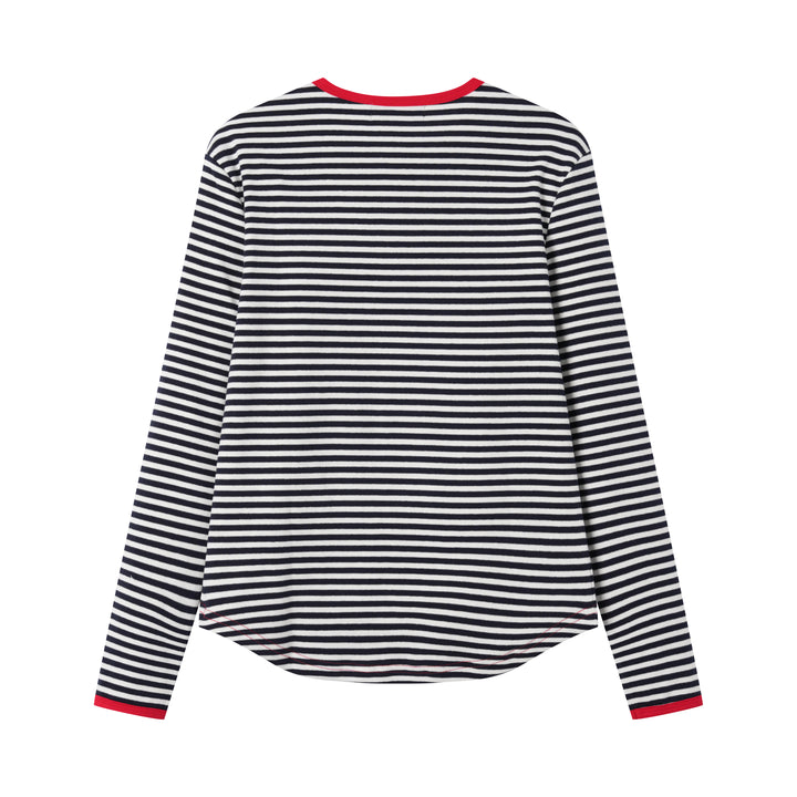 STRIPED TEEN HENLEY-BLACK STRIPED