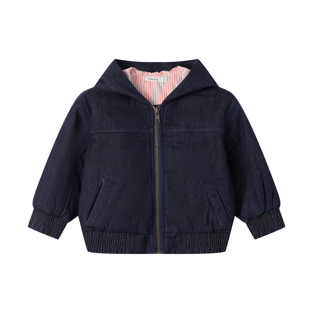 DENIM HOODED JACKET-DARK DENIM