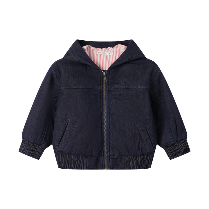 DENIM HOODED JACKET-DARK DENIM