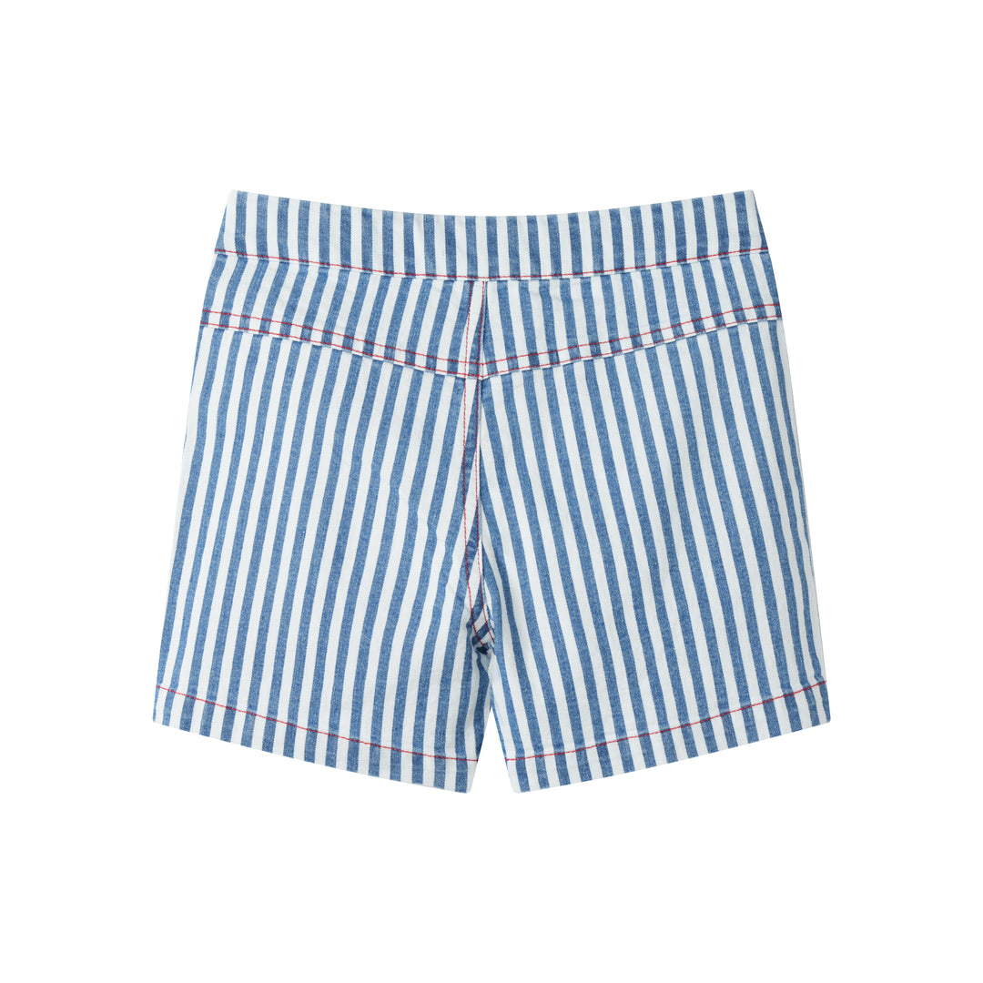 STRIPED SHORT PANT-DENIM STRIPED