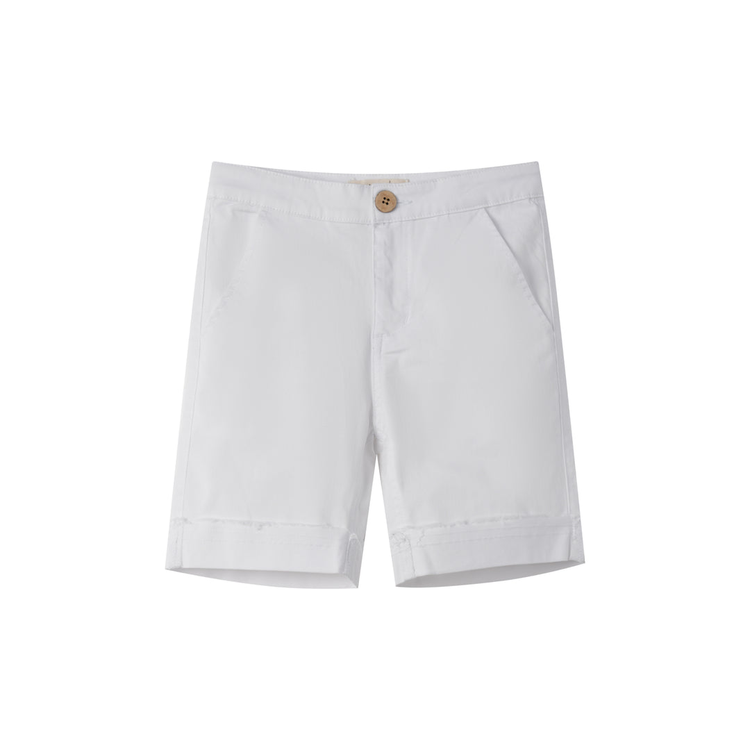 SHORT PANTS WITH CUFFS-WHITE