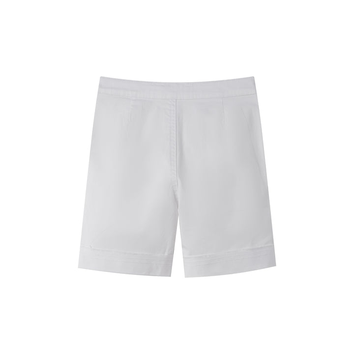 SHORT PANTS WITH CUFFS-WHITE