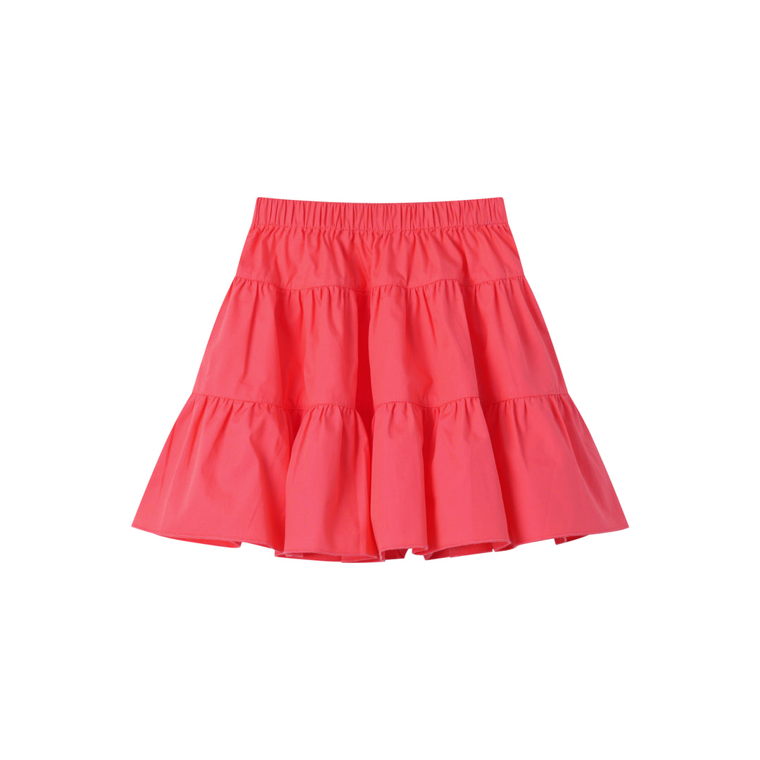 TIERED COTTON SKIRT-WATERMELON