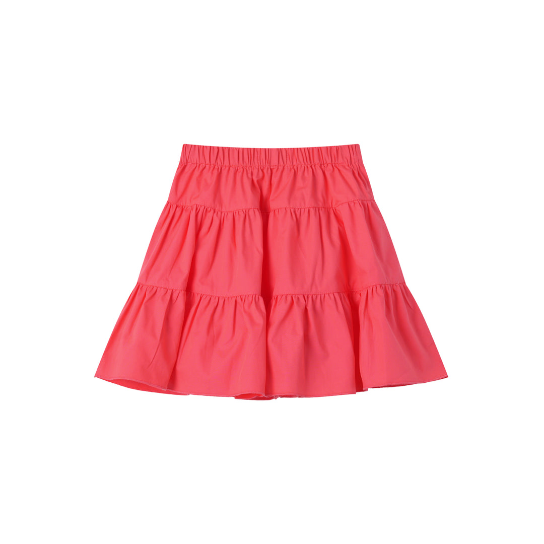 TIERED COTTON SKIRT-WATERMELON