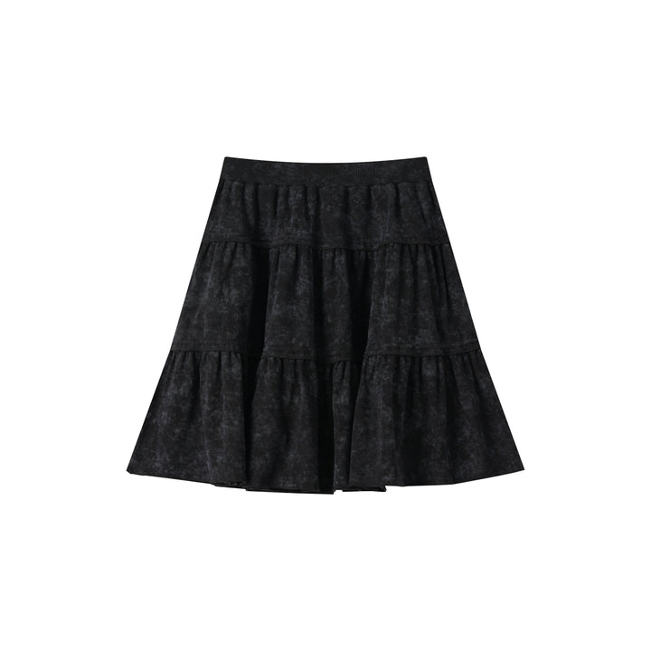 TIERED JERSEY SKIRT-BLACK