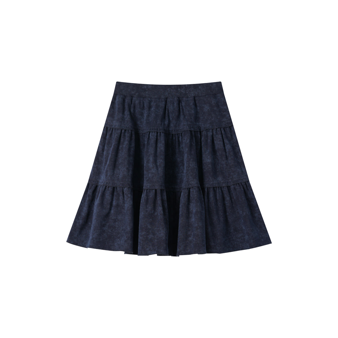 TIERED JERSEY SKIRT-NAVY