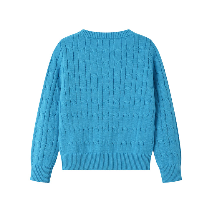 CABLE STITCH SWEATER-BLUE