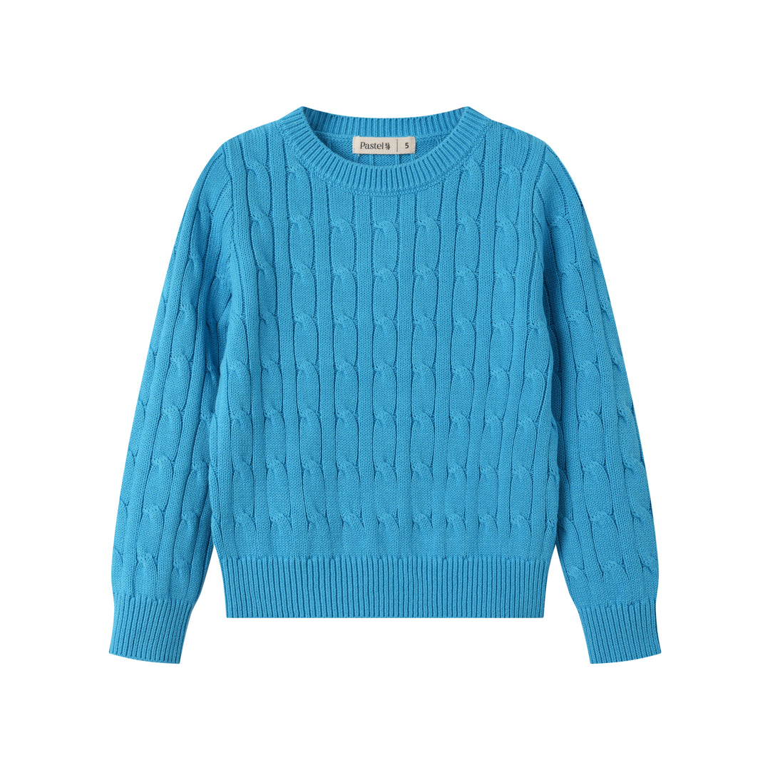 CABLE STITCH SWEATER-BLUE